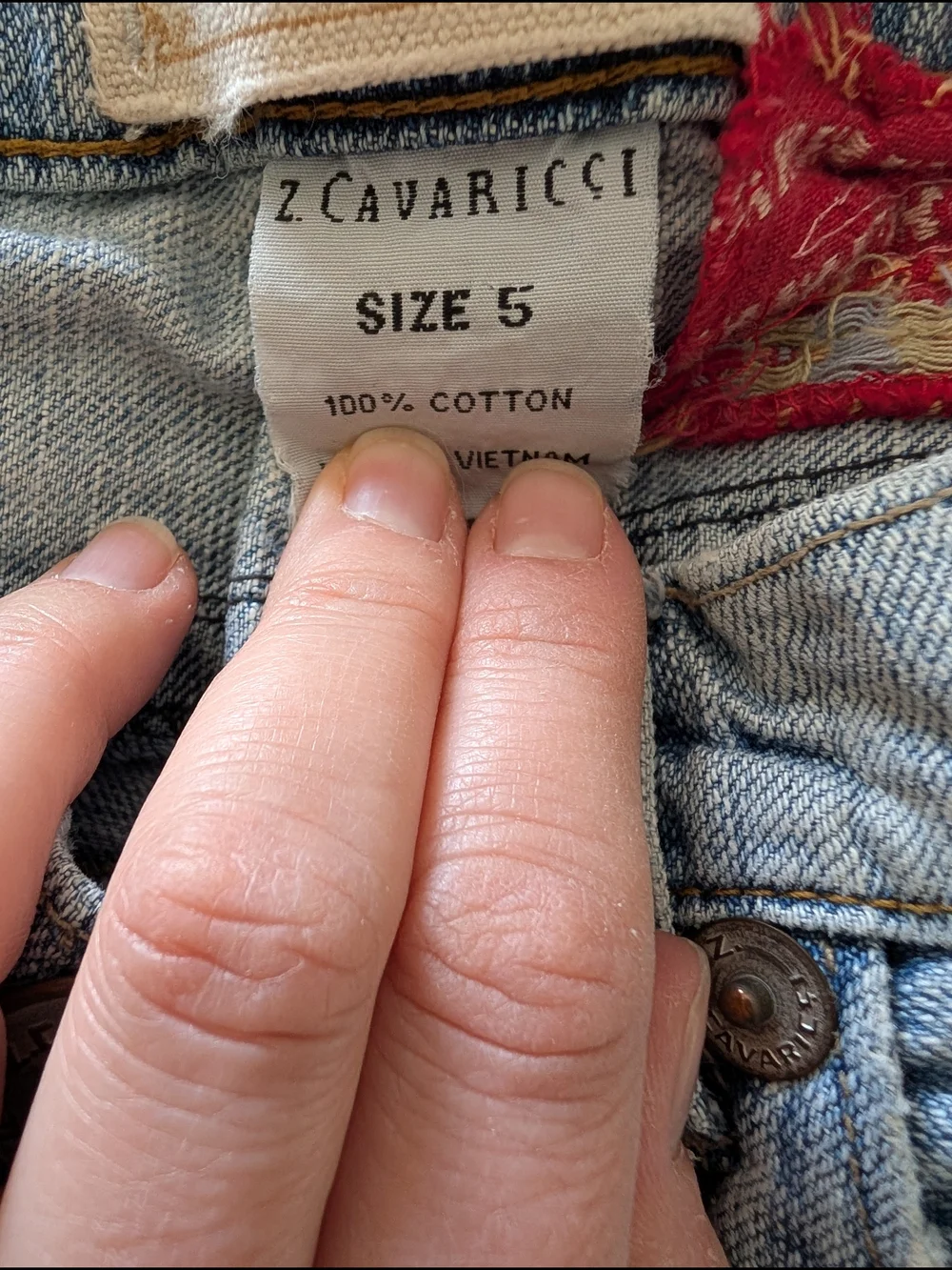 Z. Cavaricci Light Blue Distressed Flare Jeans with Patchwork - Picture 3 of 3
